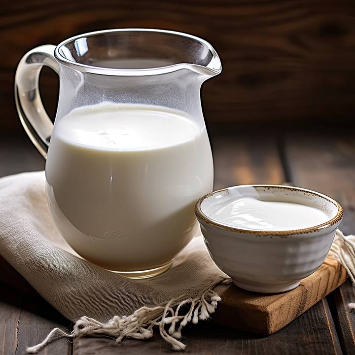 Sechs kleine runde Fotos zu je einem Ernährungsmythos: Zucker, Kohlenhydrate (Kartoffeln, Nüsse, Nudeln, Getreide), Rindfleisch, Milch, Obst und Gemüse